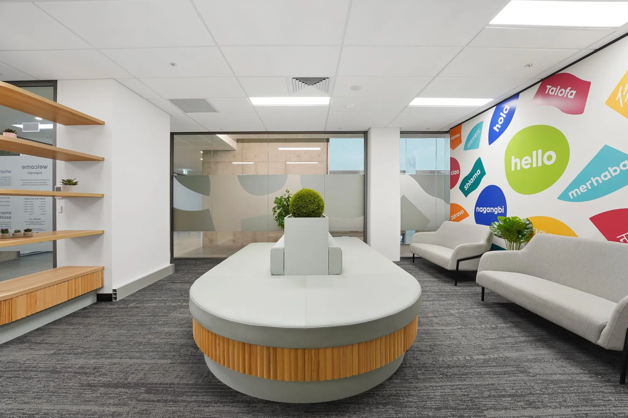Waiting area with curved seating at headspace, Oran Park