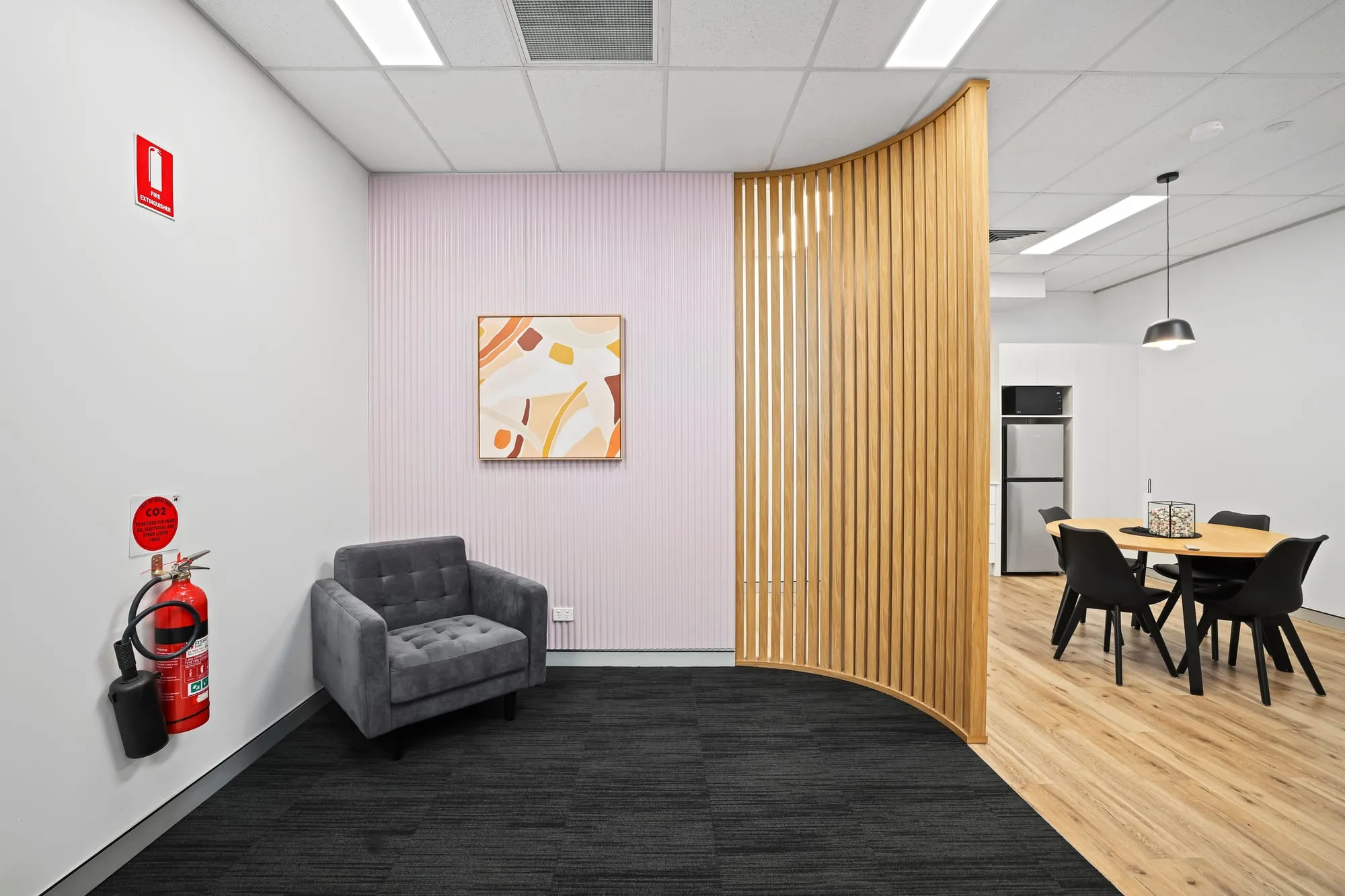 Breakout area behind the timber screen at Macarthur Care, Narellan